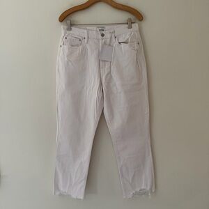 Pistols NWT Jeans Charlie High Rise Straight White Denim Raw Hem Size 29